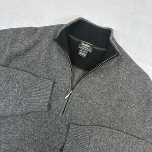 Neiman Marcus Cashmere Sweater Mens Large Gray Quarter Zip Mock Neck Pullover